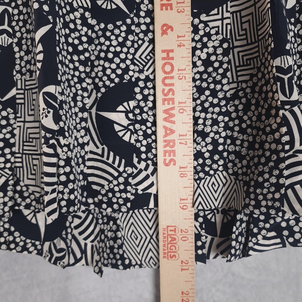 Vintage Escada Skirt Womens 34 Silk Pleated Geometric Blue Quiet Luxury - Picture 12 of 16